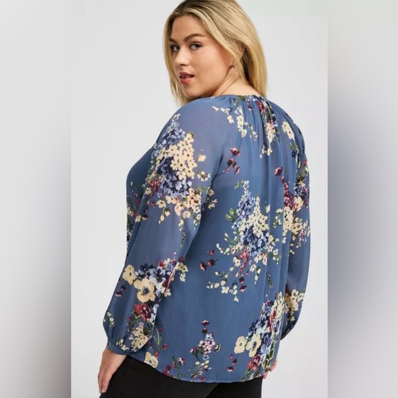 Torrid Crinkle Chiffon Raglan Tie Front Blouse 3 NWT - Picture 3 of 8